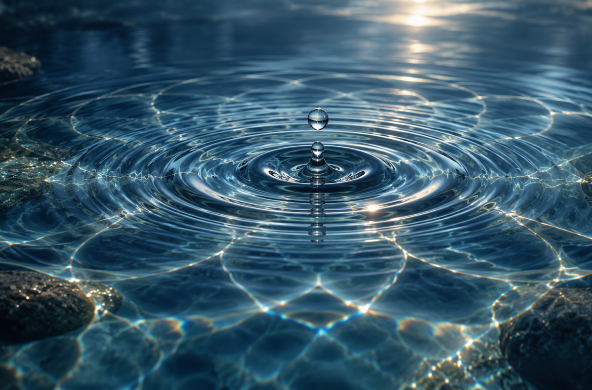 goccia d'acqua che emette onde