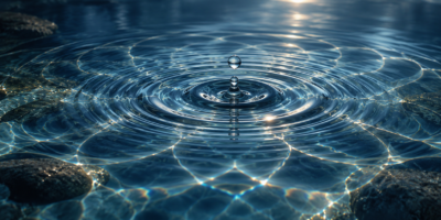 goccia d'acqua che emette onde
