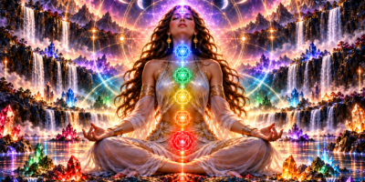 Copertina dell'album The Seven Within di SANTALUMA con sette chakra